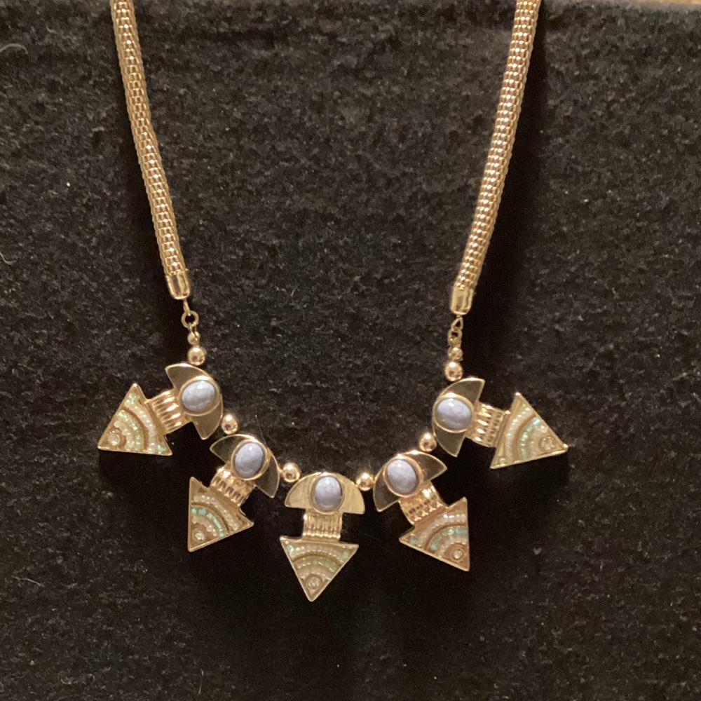 Chic Gold and blue geometric necklace